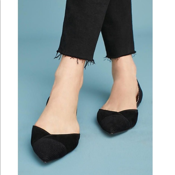 Anthropologie D’Orsay Black Pointed Flats - Picture 2 of 8